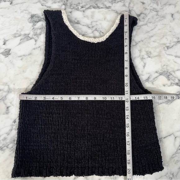 Free People‎ Sicily Shell Sweater Black Cream Knit Crop Reversible Small New - Picture 9 of 12